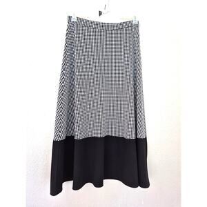 Focus 2000 Womens Skirt Size 8 Maxi Modest Herringbone Black White Y2K